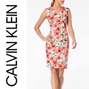 Calvin Klein v-neck floral sheath dress size 4